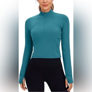 CRZ YOGA Butterluxe cropped long sleeve half zip